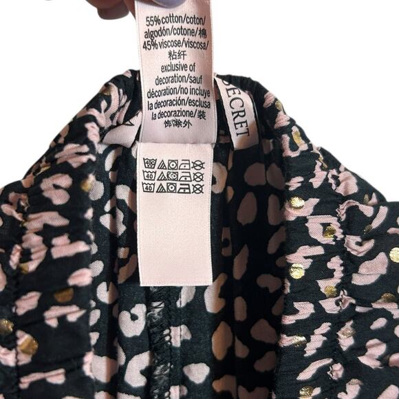 Y2K Victoria's Secret Lounge Pants XL Animal Print‎ Adjustable Gold Lace Hem - Picture 8 of 9